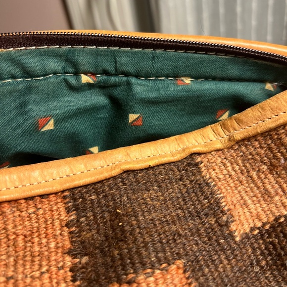 Vintage Turkish Kilim Leather Woven Satchel Bag
